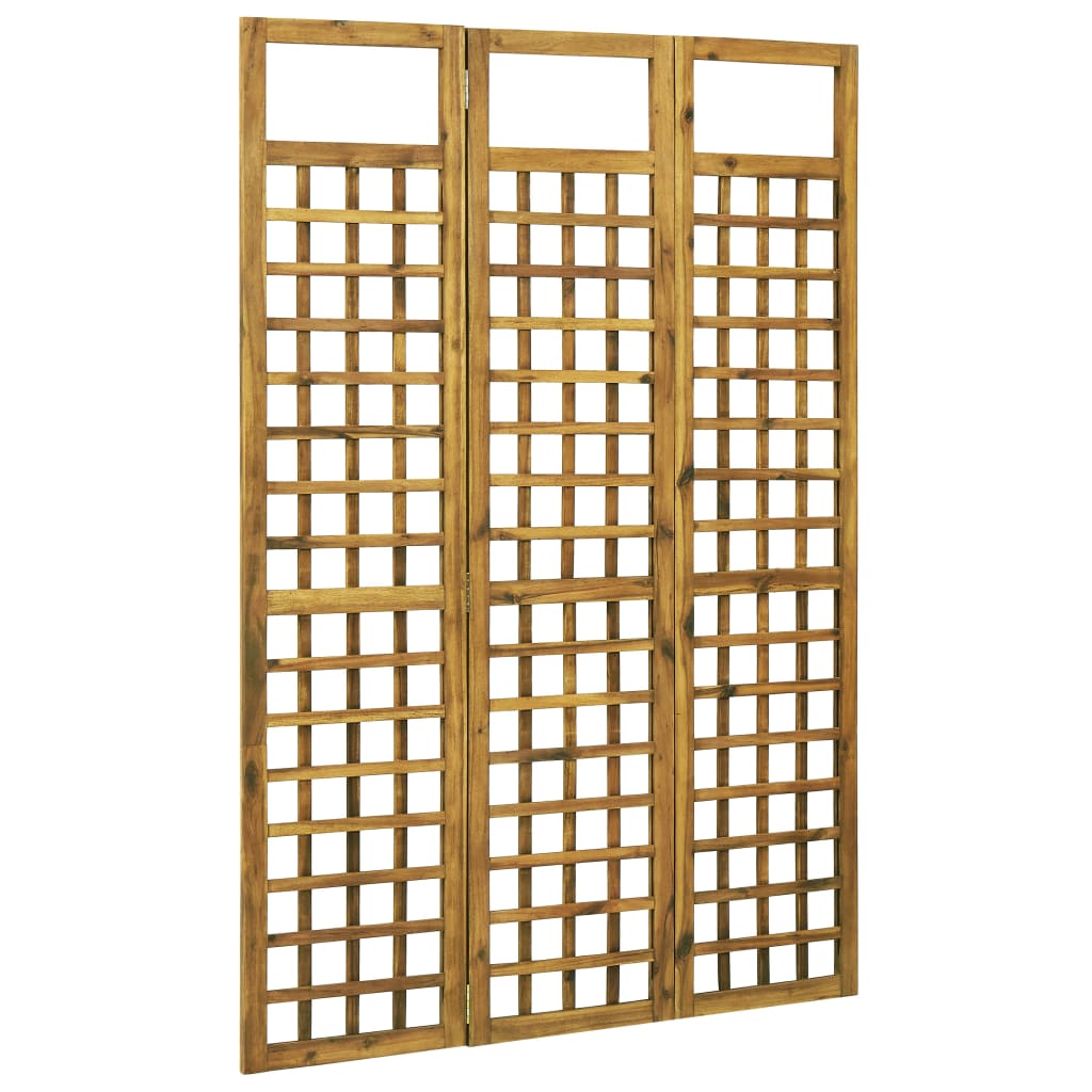 vidaXL 3-Panel Room Divider/Trellis Solid Acacia Wood 120x170 cm