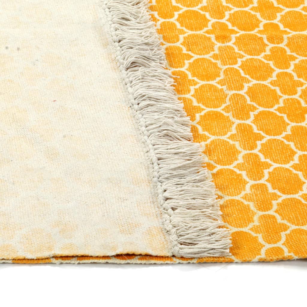 vidaXL Kilim Rug Cotton 160x230 cm with Pattern Yellow