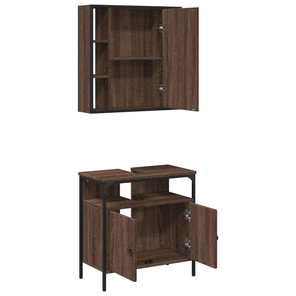 vidaXL 2 Piece Bathroom Furniture Set Brown Oak Engineered Wood