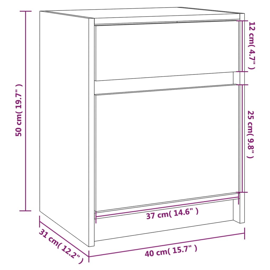 vidaXL Bedside Cabinet 40x31x50 cm Solid Pinewood