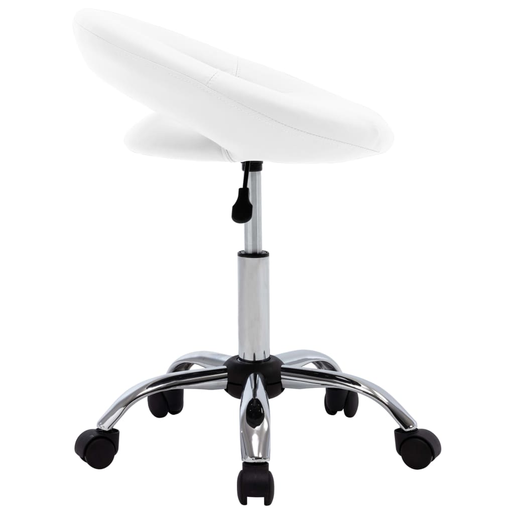 vidaXL Rolling Work Chair White Faux Leather