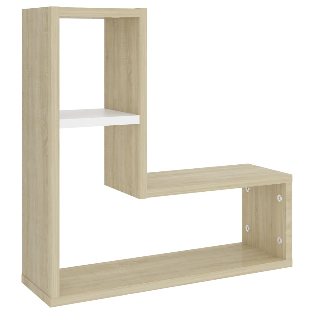 vidaXL Wall Shelf 2 pcs White and Sonoma Oak 50x15x50 cm Engineered Wood