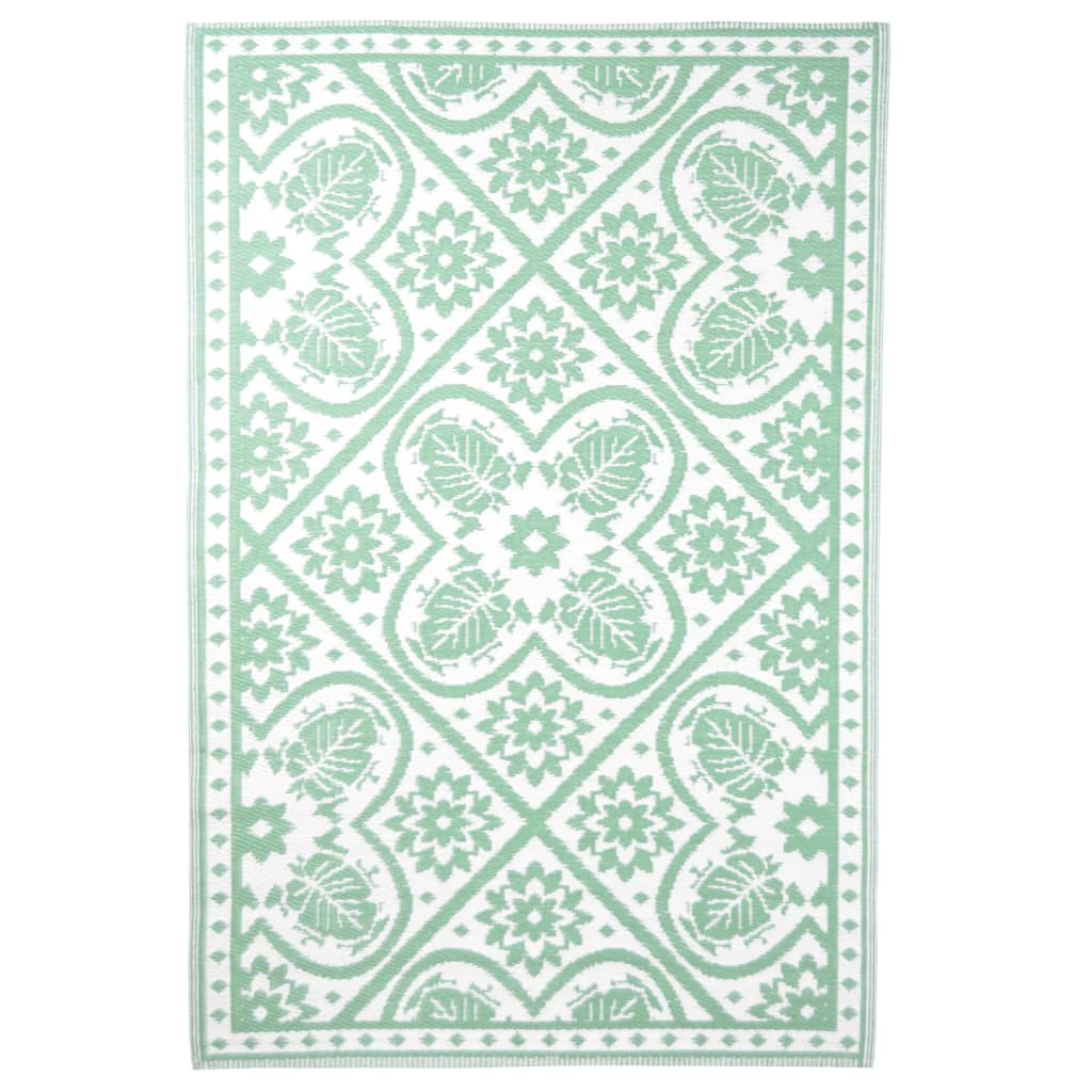 Esschert Design Outdoor Rug 182x122 cm Tiles Green and White
