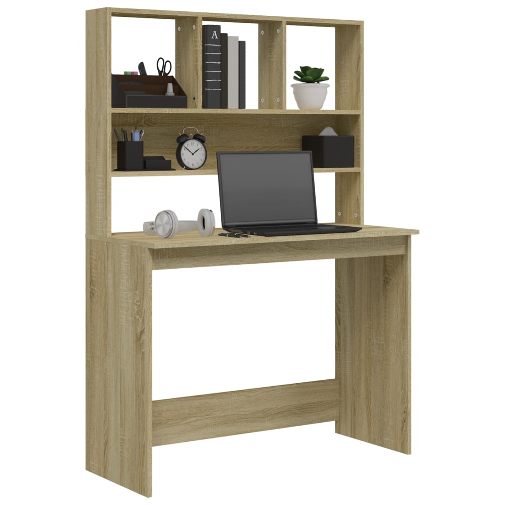 vidaXL Desk with Shelves Sonoma Oak 102x45x148 cm Engineered Wood