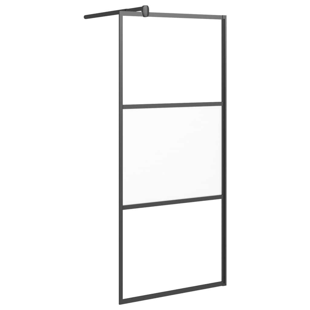 vidaXL Walk-in Shower Wall with Shelf Black 90x195 cm ESG Glass&Aluminium
