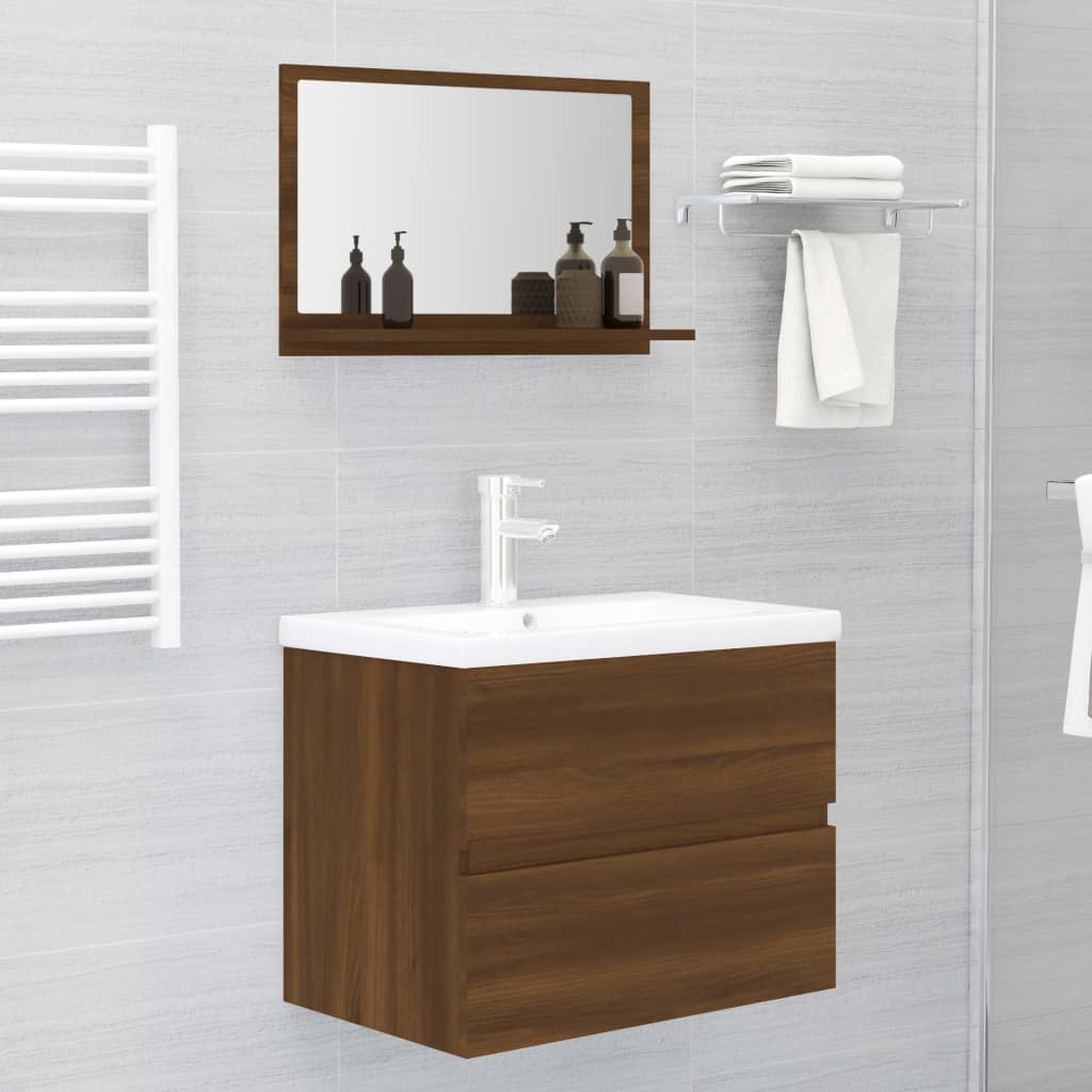 vidaXL Bathroom Mirror Brown Oak 60x10.5x37 cm Engineered Wood