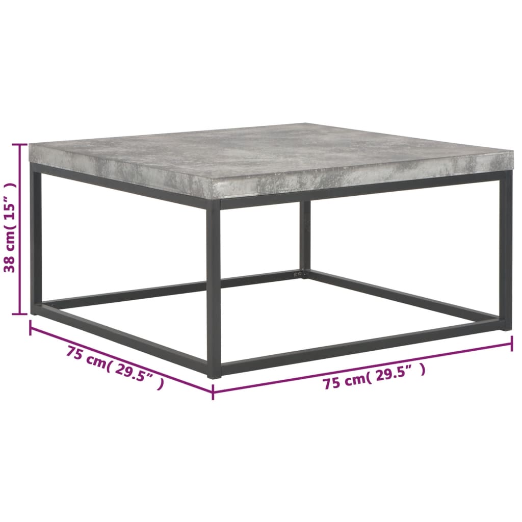 vidaXL Coffee Table 75x75x38 cm Concrete Look