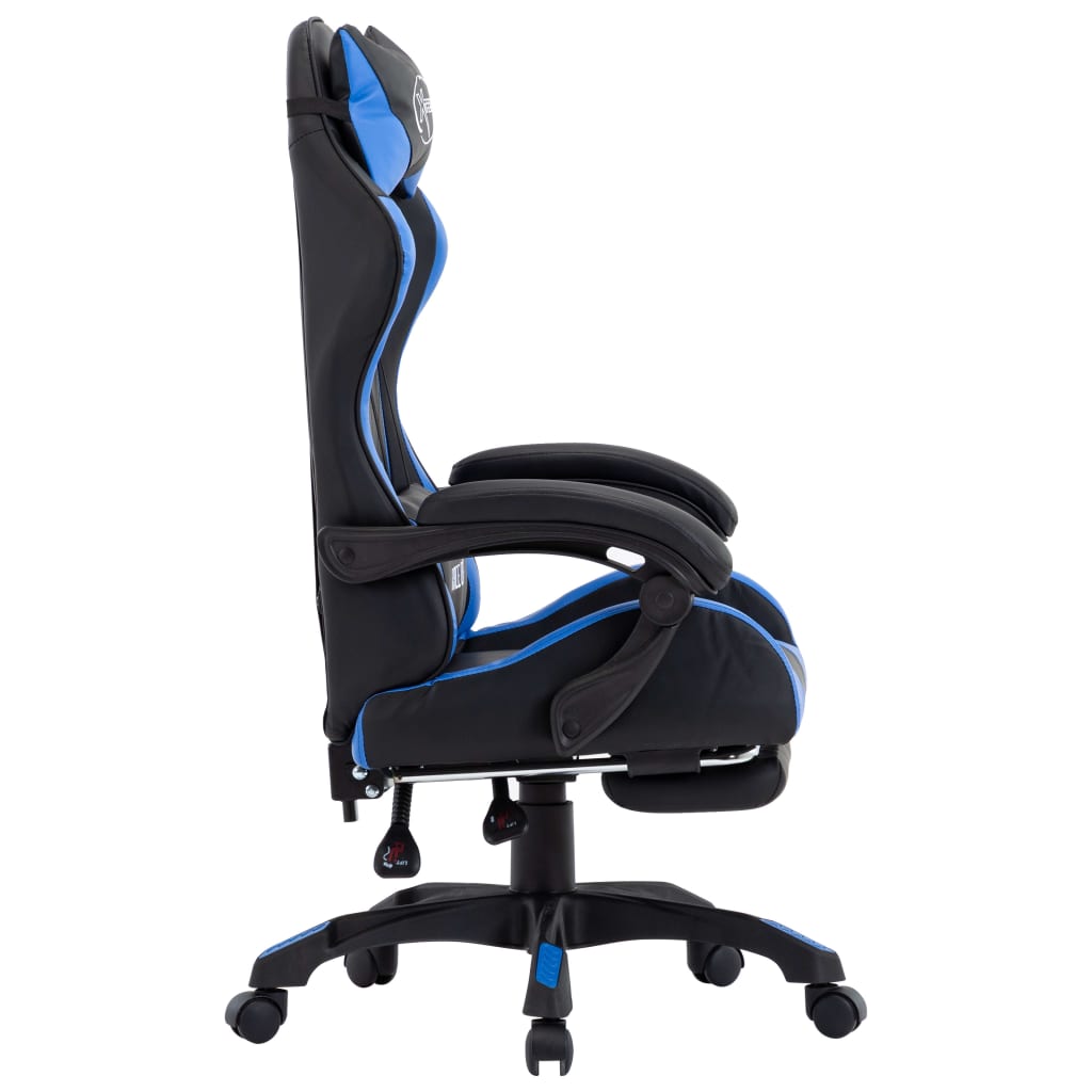 vidaXL Racing Chair with Footrest Blue and Black Faux Leather