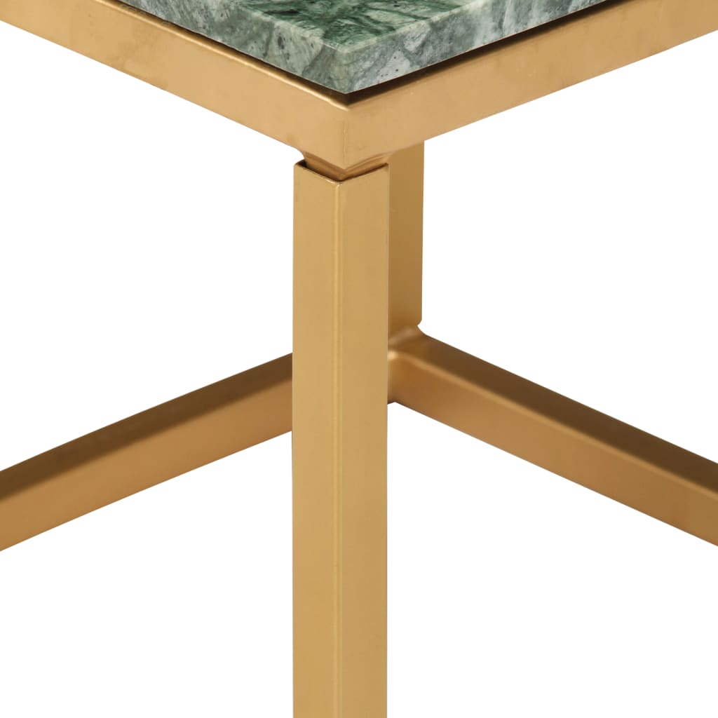 vidaXL Coffee Table Green 40x40x35 cm Real Stone with Marble Texture