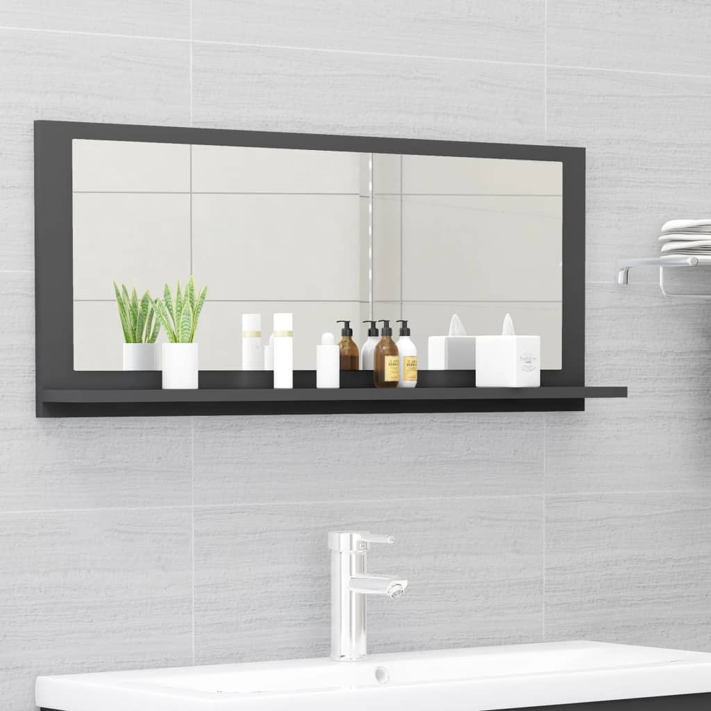 vidaXL Bathroom Mirror Grey 90x10.5x37 cm Engineered Wood