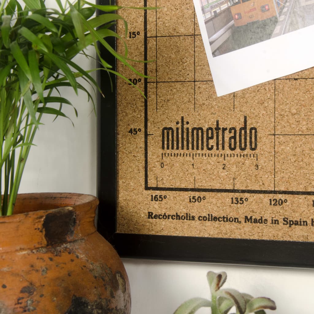 milimetrado World Map Corkboard with Frame Black and Brown 70x50 cm