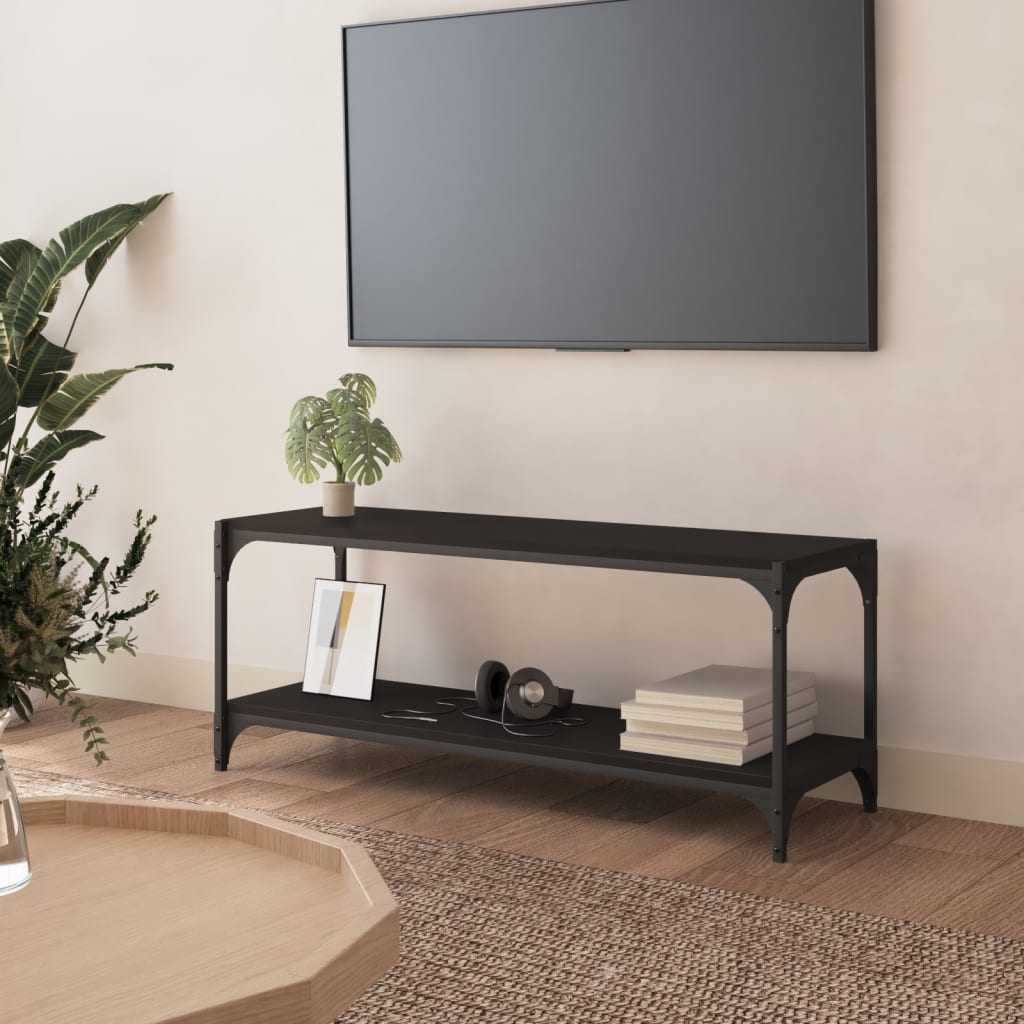 vidaXL TV Cabinet Black 100x33x41 cm Engineered Wood and Steel
