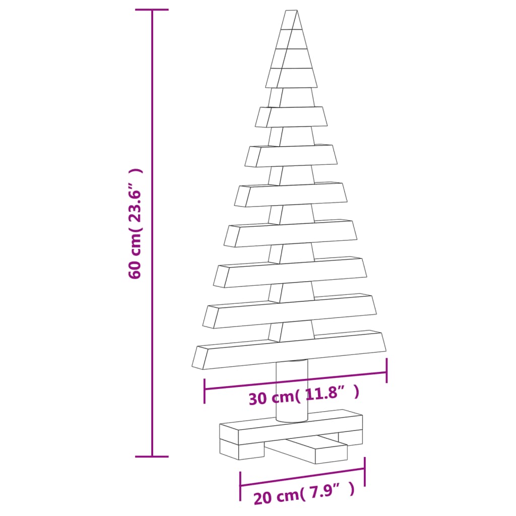 vidaXL Wooden Christmas Tree for Decoration 60 cm Solid Wood Pine
