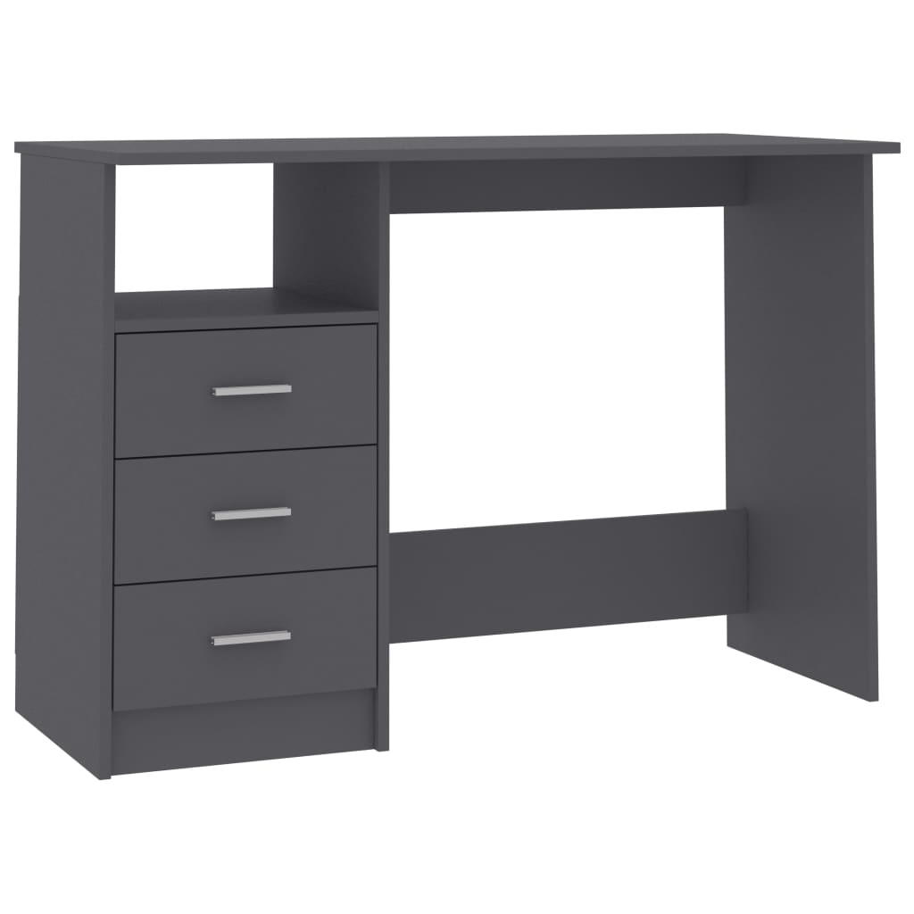 vidaXL Desk with Drawers Grey 110x50x76 cm Engineered Wood