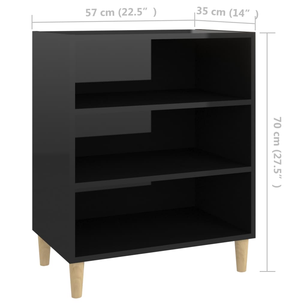vidaXL Sideboard High Gloss Black 57x35x70 cm Engineered Wood