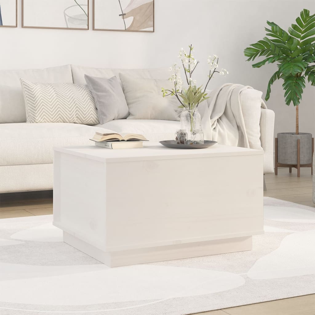 vidaXL Coffee Table White 60x50x35 cm Solid Wood Pine