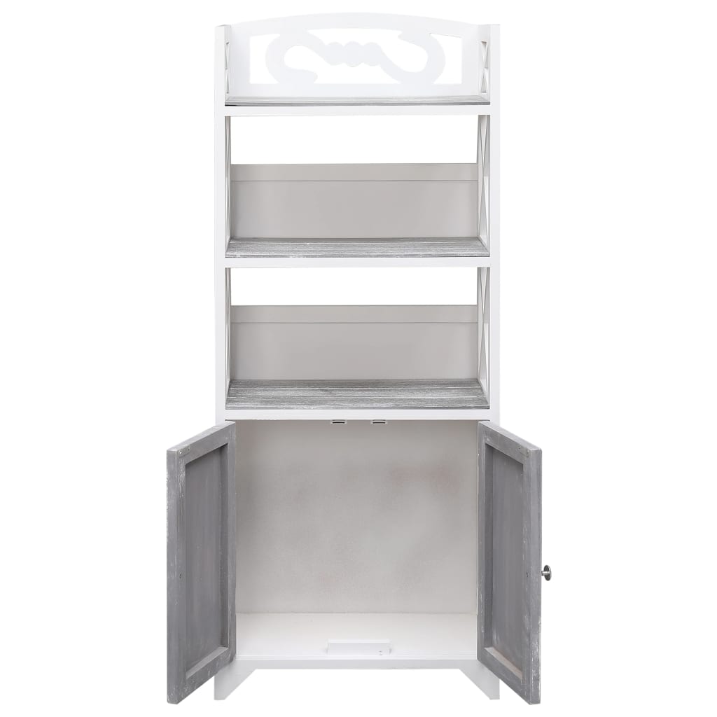 vidaXL Bathroom Cabinet White and Grey 46x24x116 cm Paulownia Wood