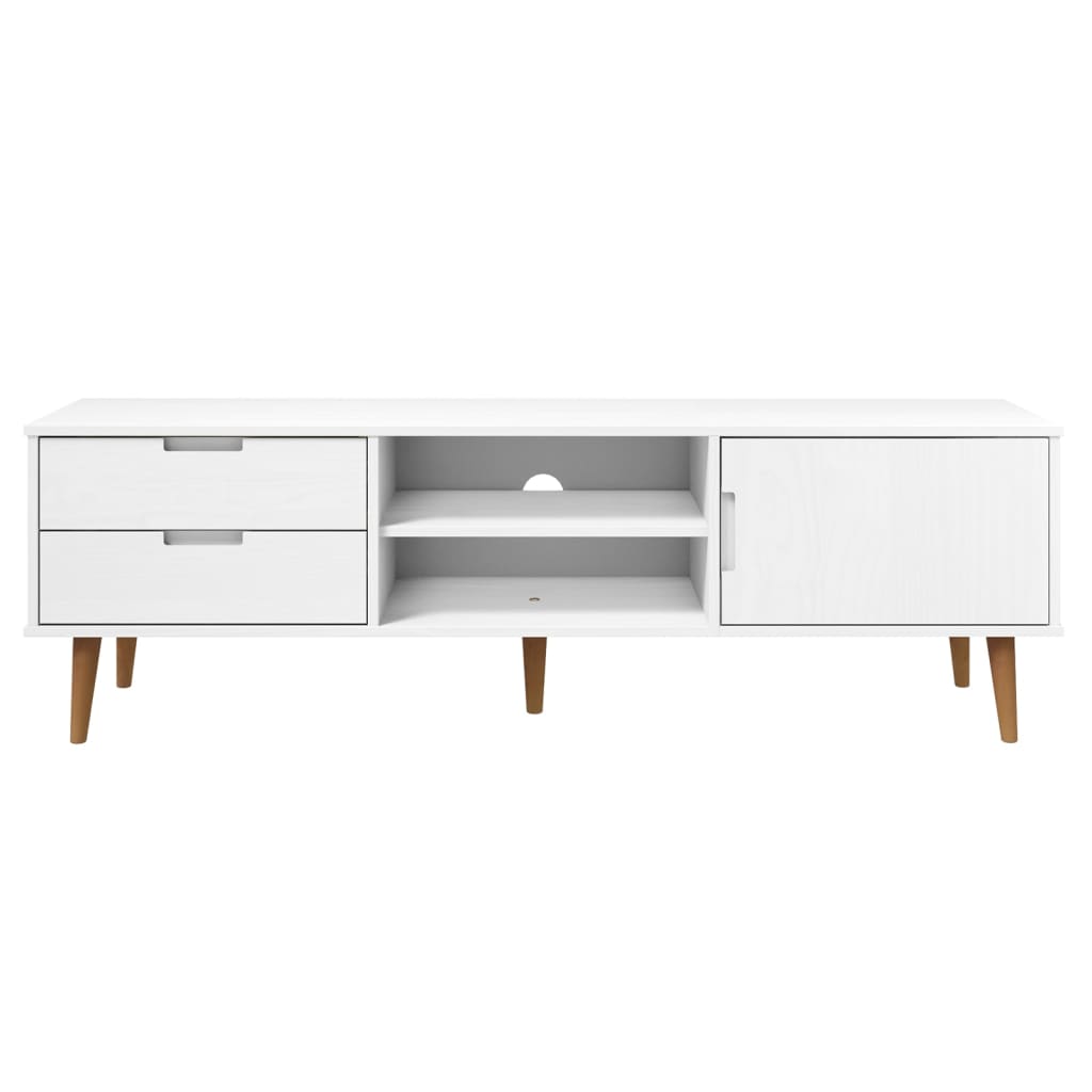 vidaXL TV Cabinet MOLDE White 158x40x49 cm Solid Wood Pine