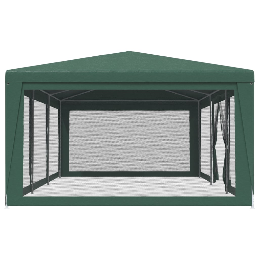 vidaXL Party Tent with 8 Mesh Sidewalls Green 9x4 m HDPE