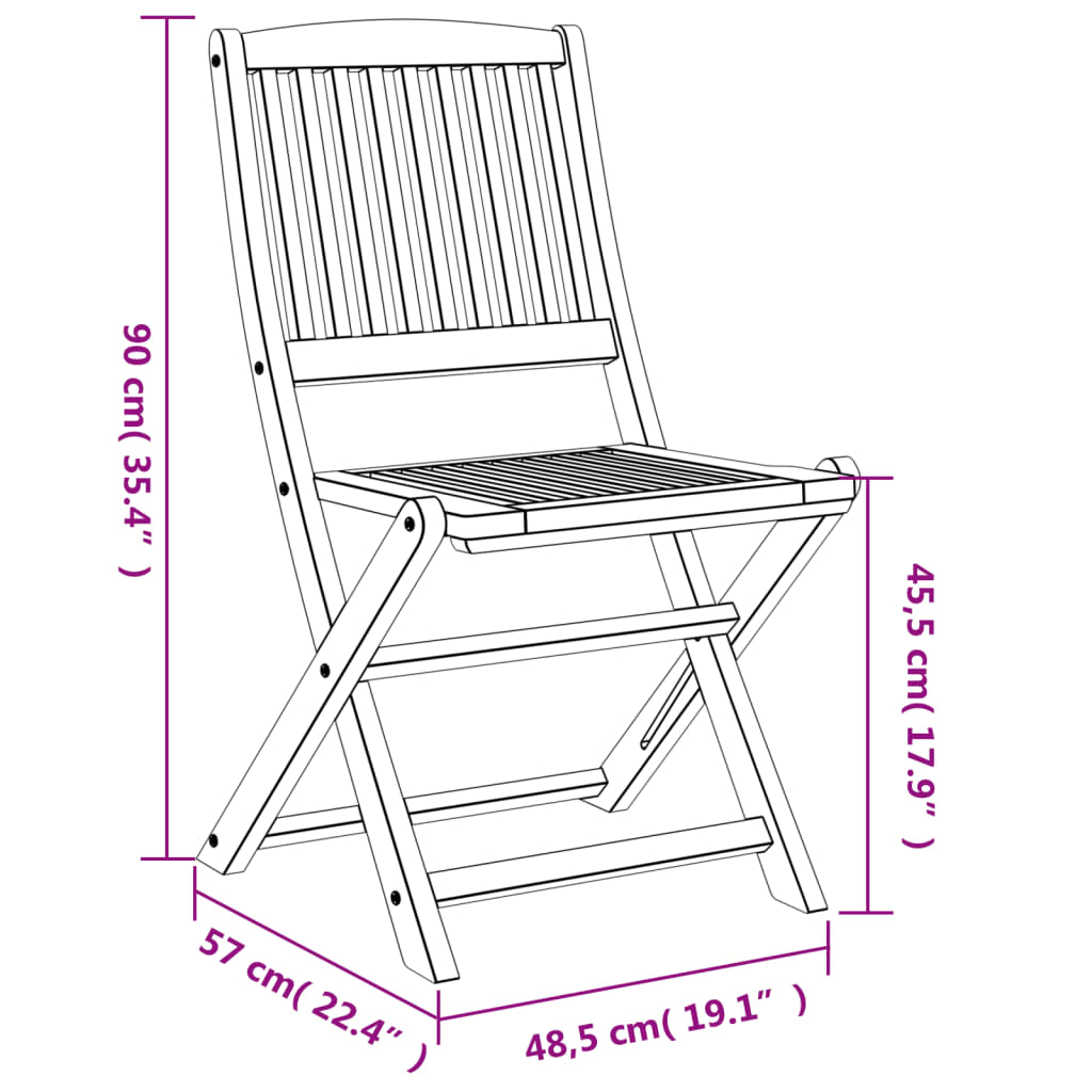 vidaXL Folding Garden Chairs 4 pcs 57x49x90 cm Solid Wood Acacia