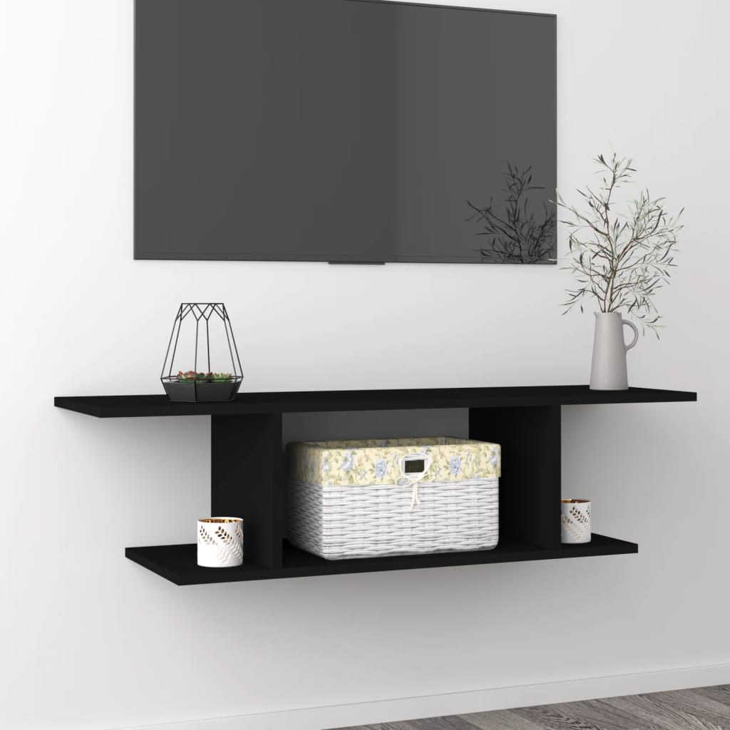 vidaXL Wall Mounted TV Cabinet Black 103x30x26.5 cm