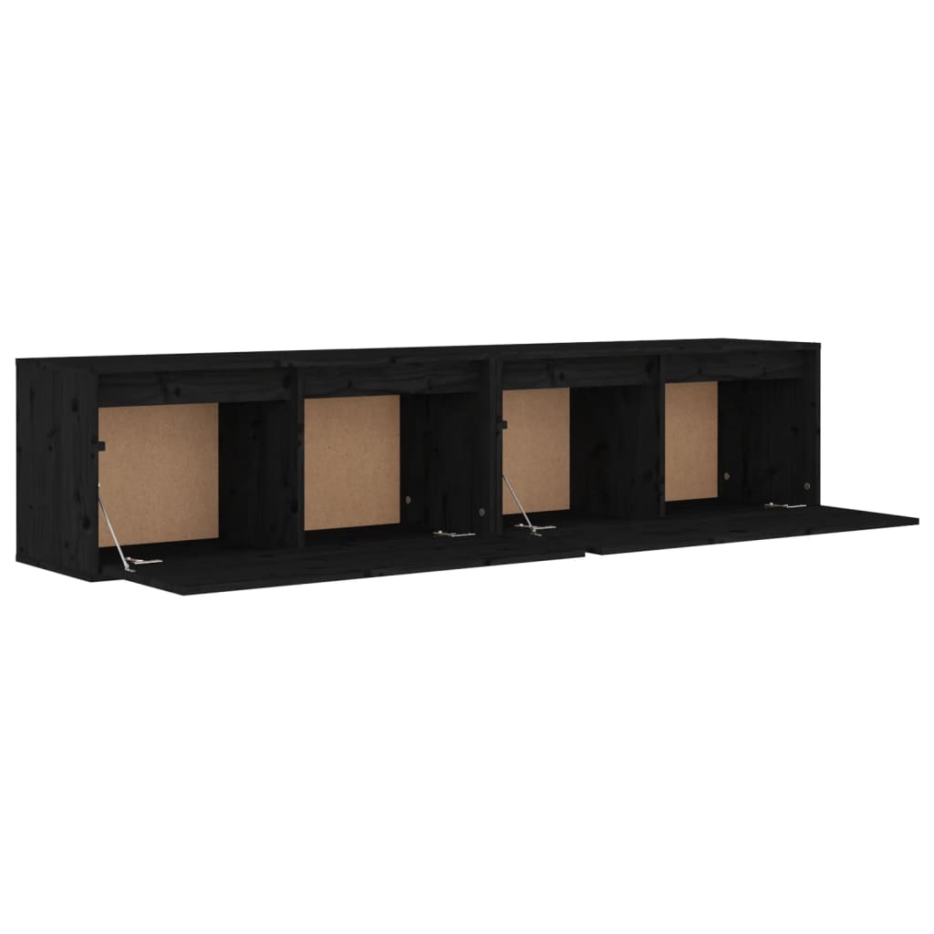 vidaXL Wall Cabinets 2 pcs Black 80x30x35 cm Solid Wood Pine