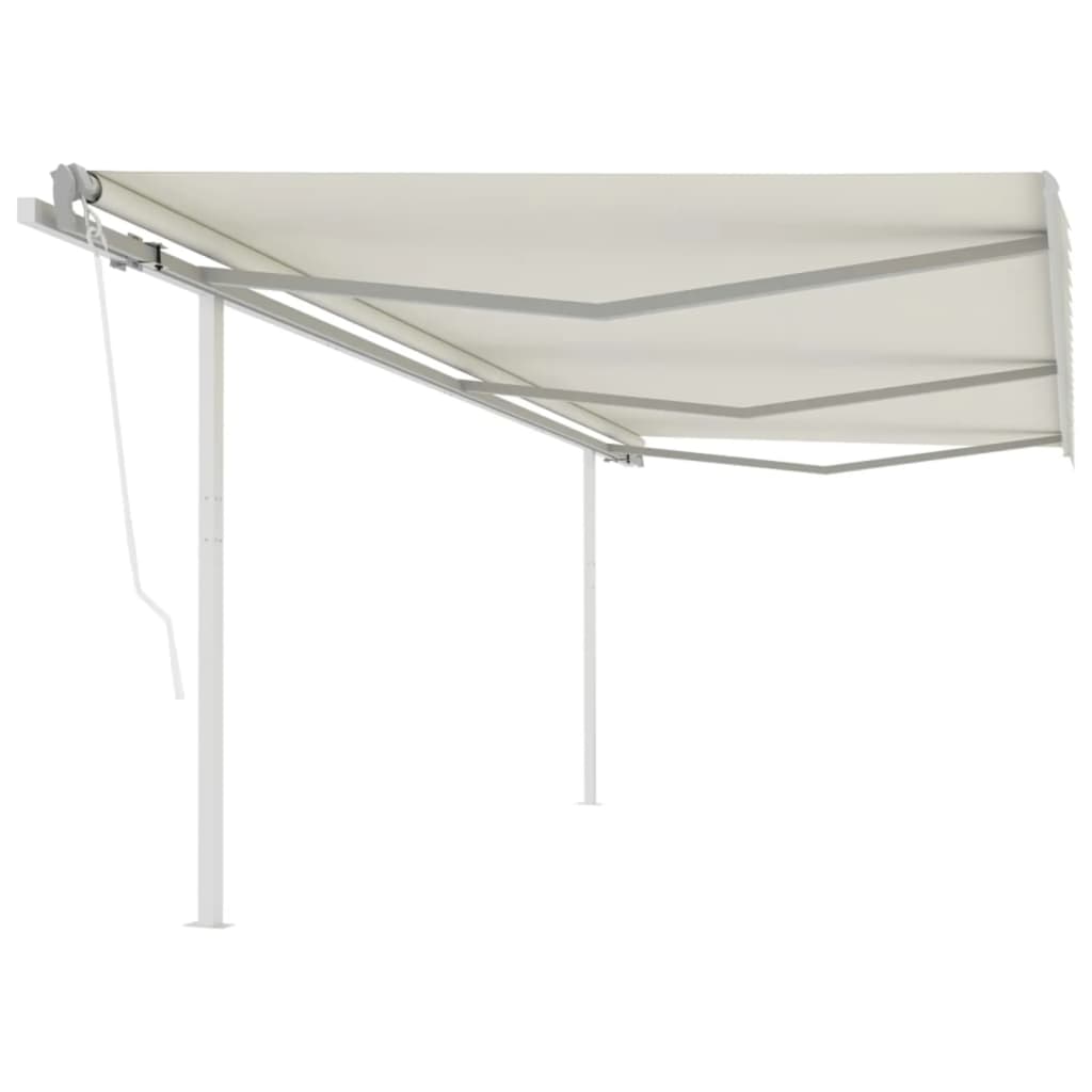 vidaXL Automatic Retractable Awning with Posts 6x3.5 m Cream