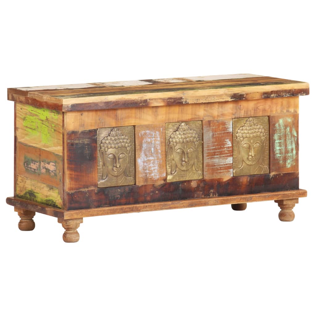 vidaXL Storage Box with Buddha Cladding 90x35x45 cm Reclaimed Wood