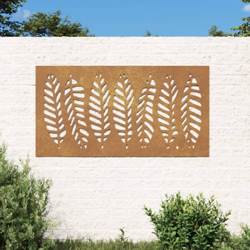 vidaXL Garden Wall Decoration 105x55 cm Corten Steel Leaf Design