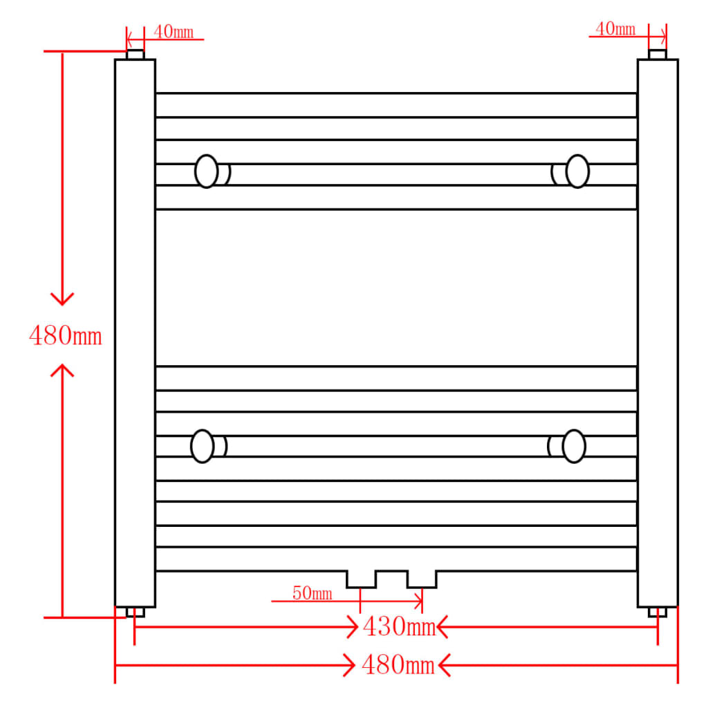 Grey Bathroom Central Heating Towel Rail Radiator Straight 480x480mm