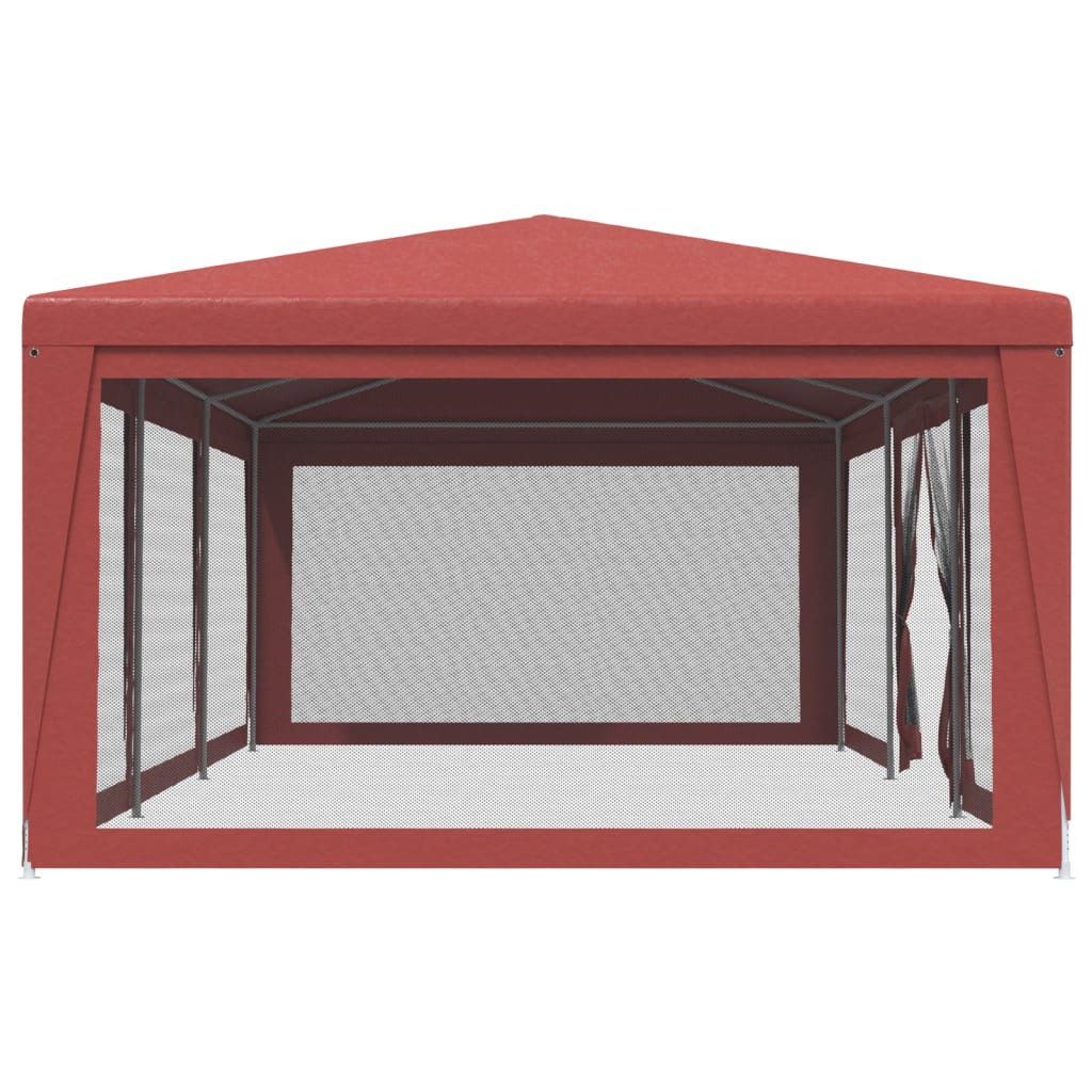 vidaXL Party Tent with 8 Mesh Sidewalls Red 9x4 m HDPE