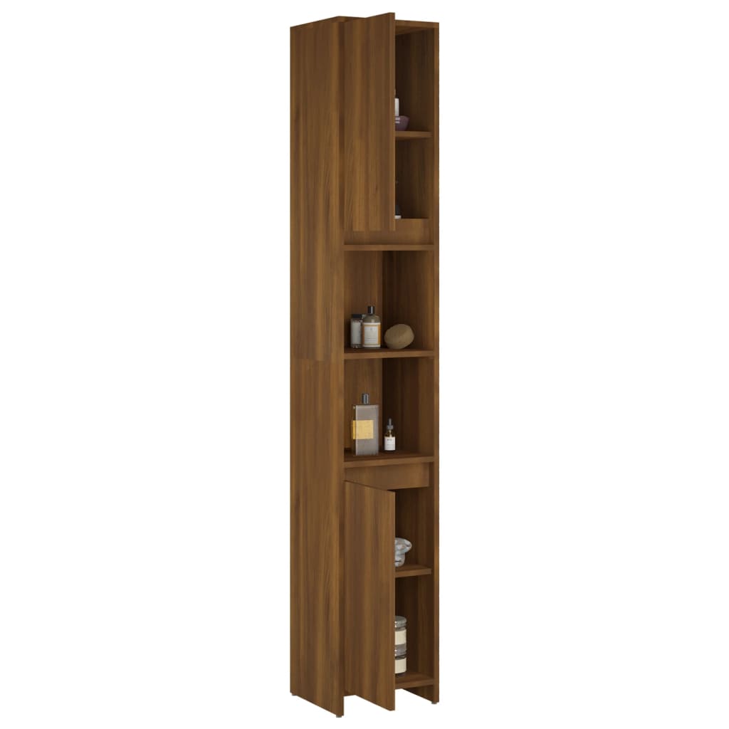 vidaXL Bathroom Cabinet Brown Oak 30x30x183.5 cm Engineered Wood