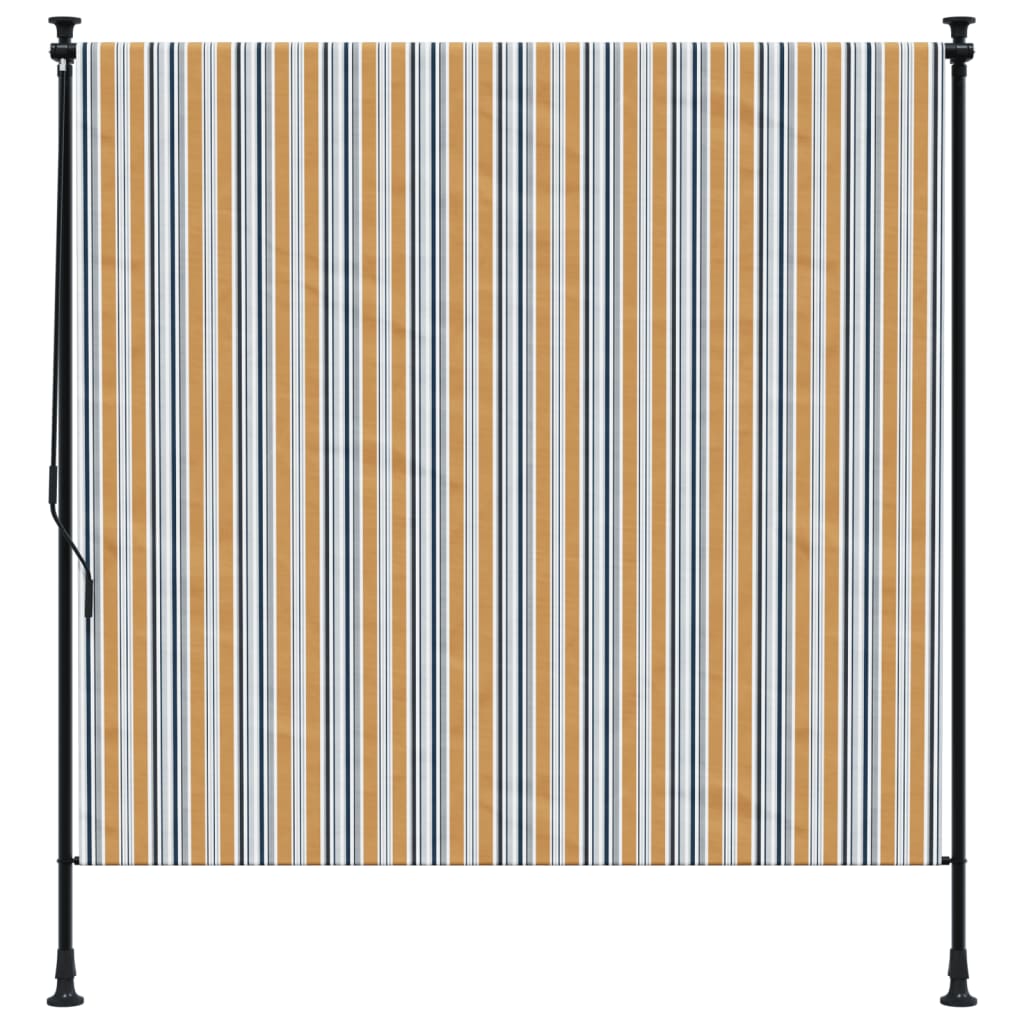 vidaXL Outdoor Roller Blind Yellow and White 200x270 cm Fabric&Steel