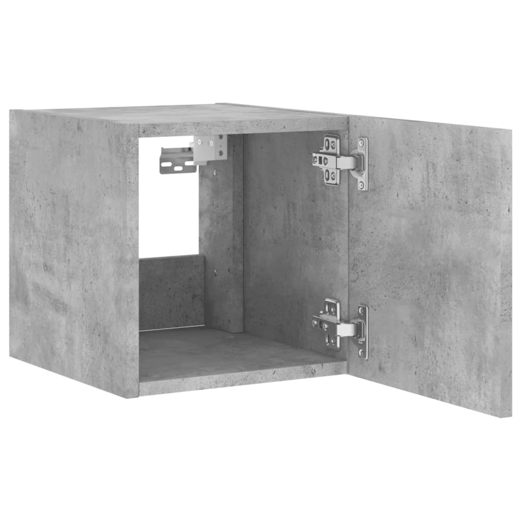 vidaXL TV Wall Cabinet with LED Lights Concrete Grey 30.5x35x30 cm