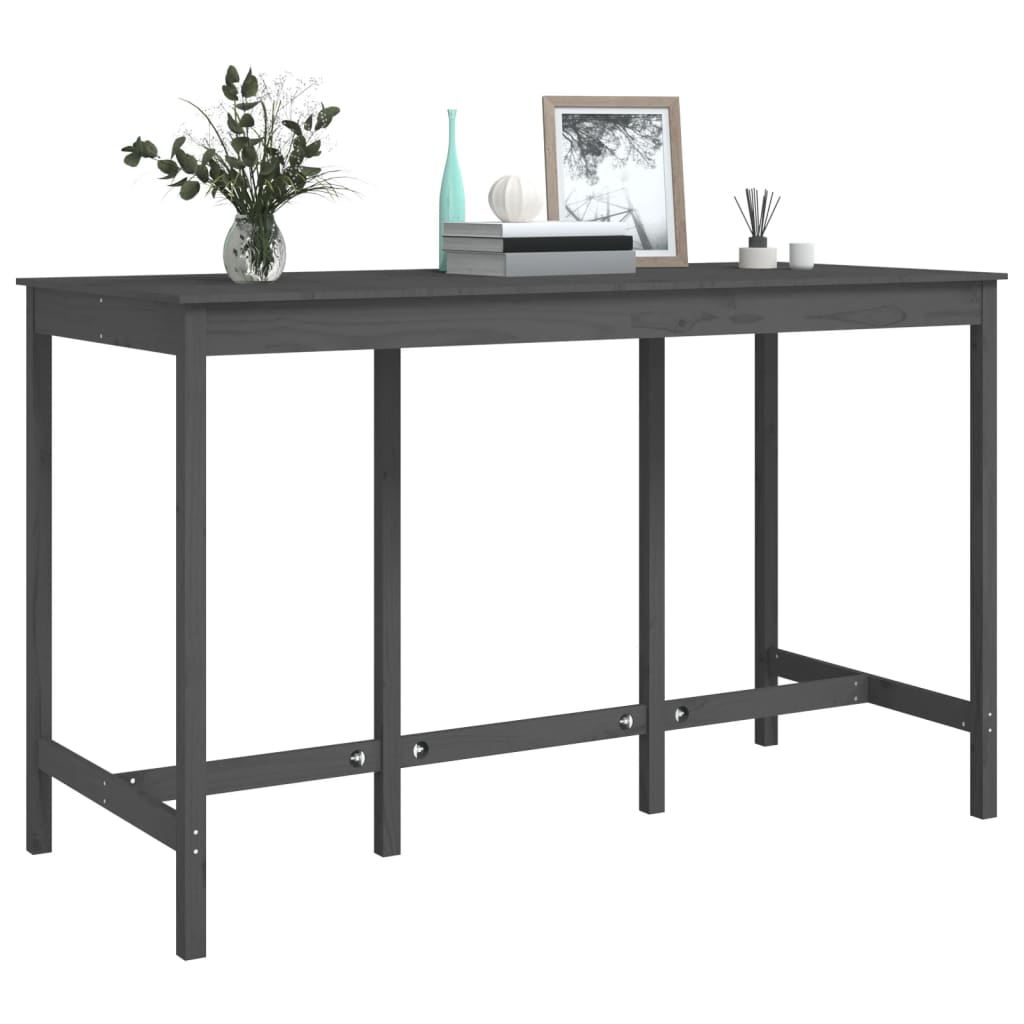 vidaXL Bar Table Grey 180x80x110 cm Solid Wood Pine