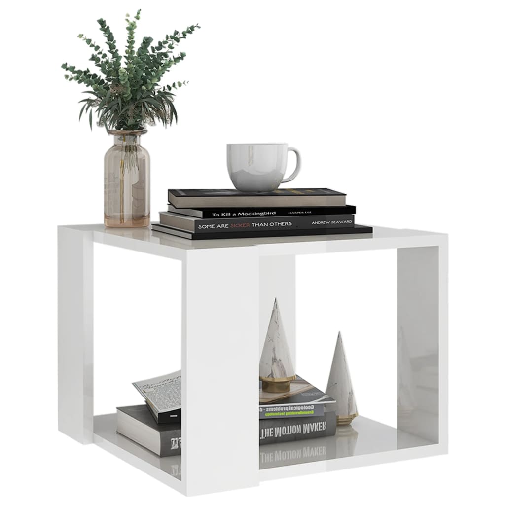 vidaXL Coffee Table High Gloss White 40x40x30 cm Engineered Wood