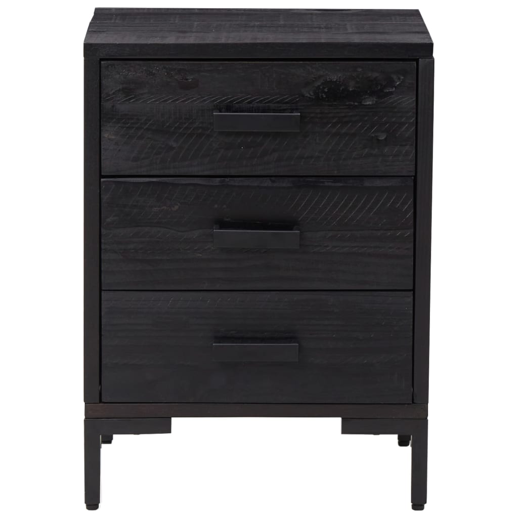 vidaXL Bedside Cabinets 2 pcs Black 40x30x55 cm Solid Wood Pine
