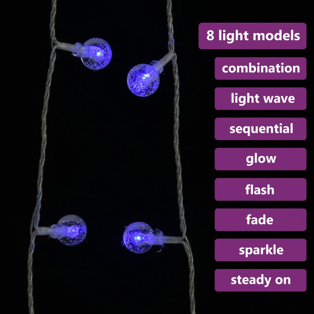 vidaXL Globe Fairy String Lights 20m 200 LED Blue 8 Function