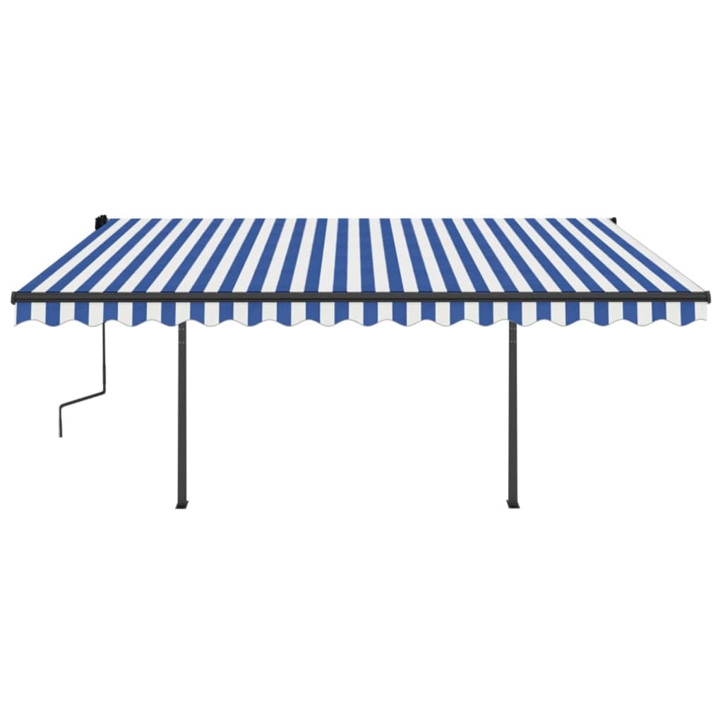 vidaXL Manual Retractable Awning with LED 4x3.5 m Blue and White