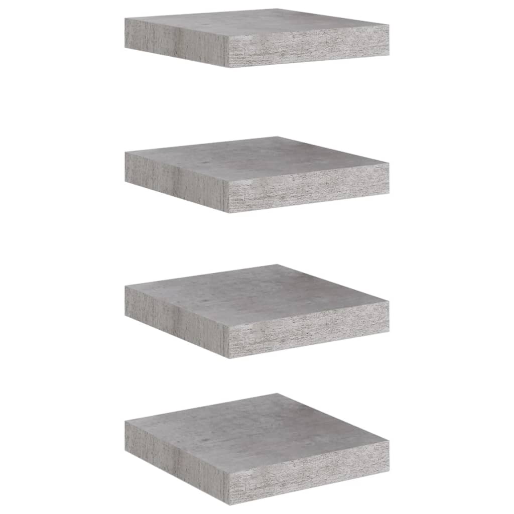 vidaXL Floating Wall Shelves 4 pcs Concrete Grey 23x23.5x3.8 cm MDF