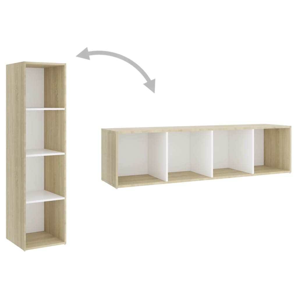 vidaXL TV Cabinet White and Sonoma Oak 142.5x35x36.5 cm Engineered Wood