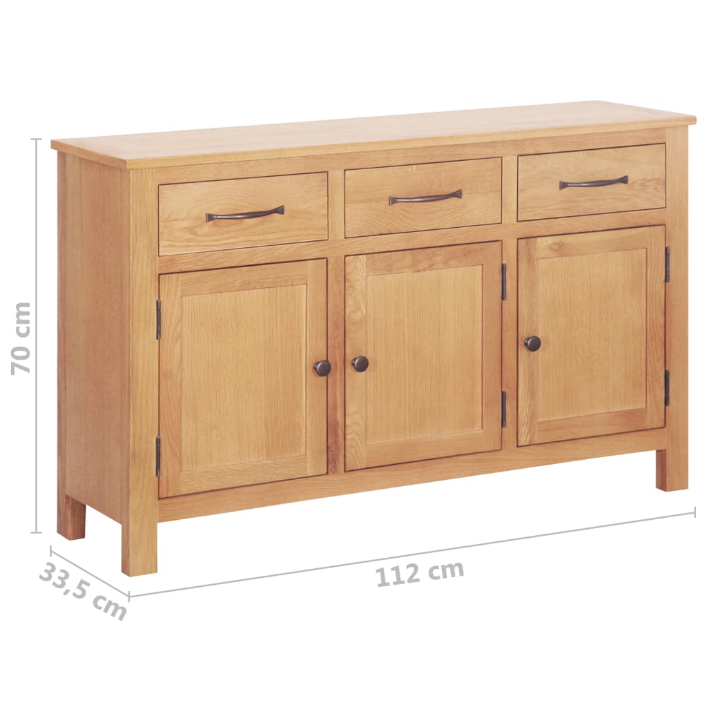 vidaXL Sideboard 112x33.5x70 cm Solid Oak Wood