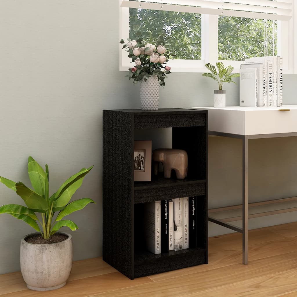 vidaXL Book Cabinet Black 40x30x71.5 cm Solid Pinewood