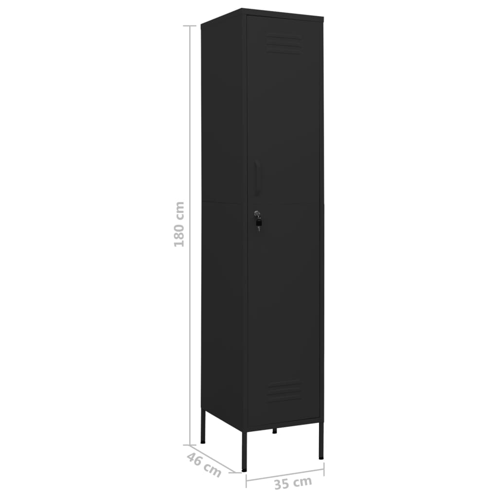 vidaXL Locker Cabinet Black 35x46x180 cm Steel