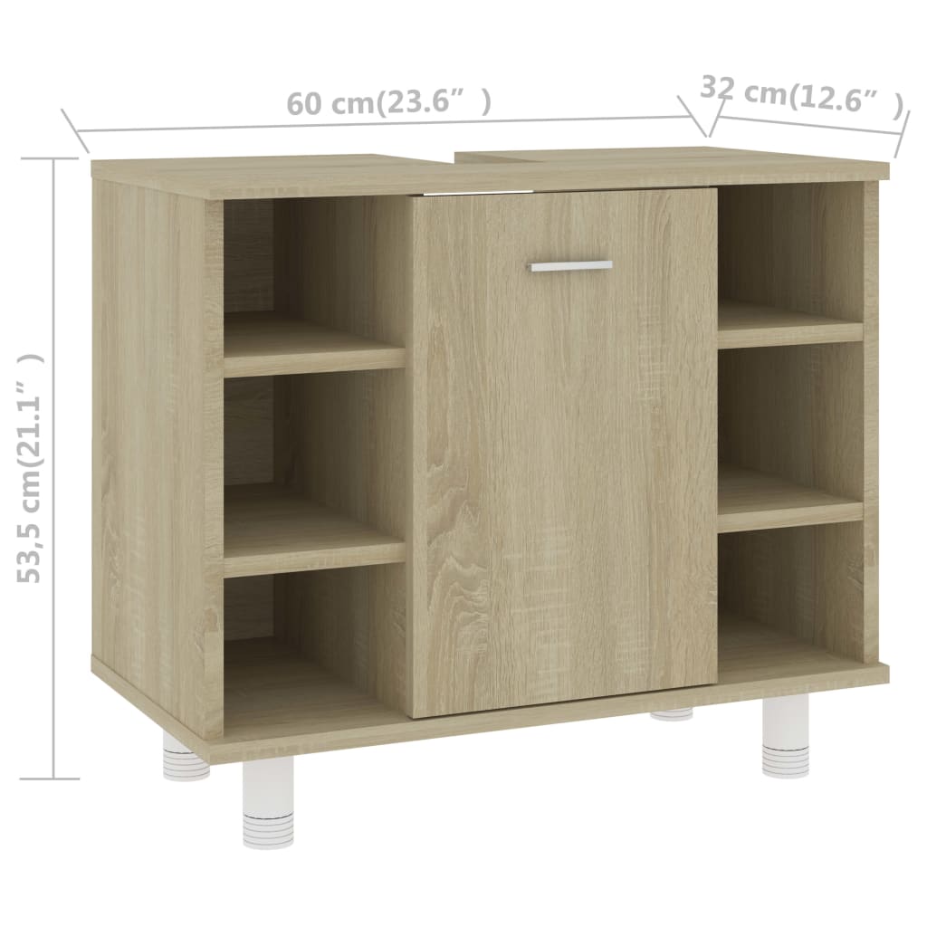 vidaXL Bathroom Cabinet Sonoma Oak 60x32x53.5 cm Engineered Wood
