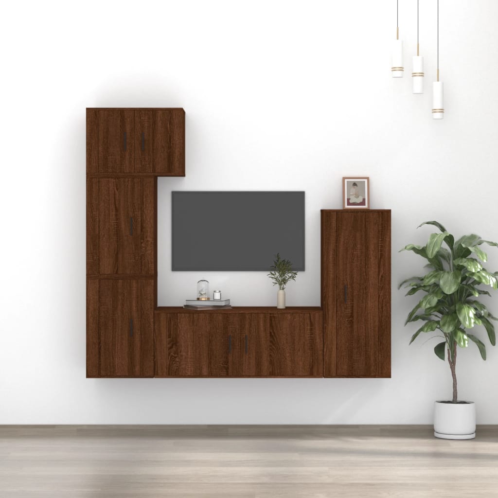 vidaXL 5 Piece TV Cabinet Set Brown Oak Engineered Wood