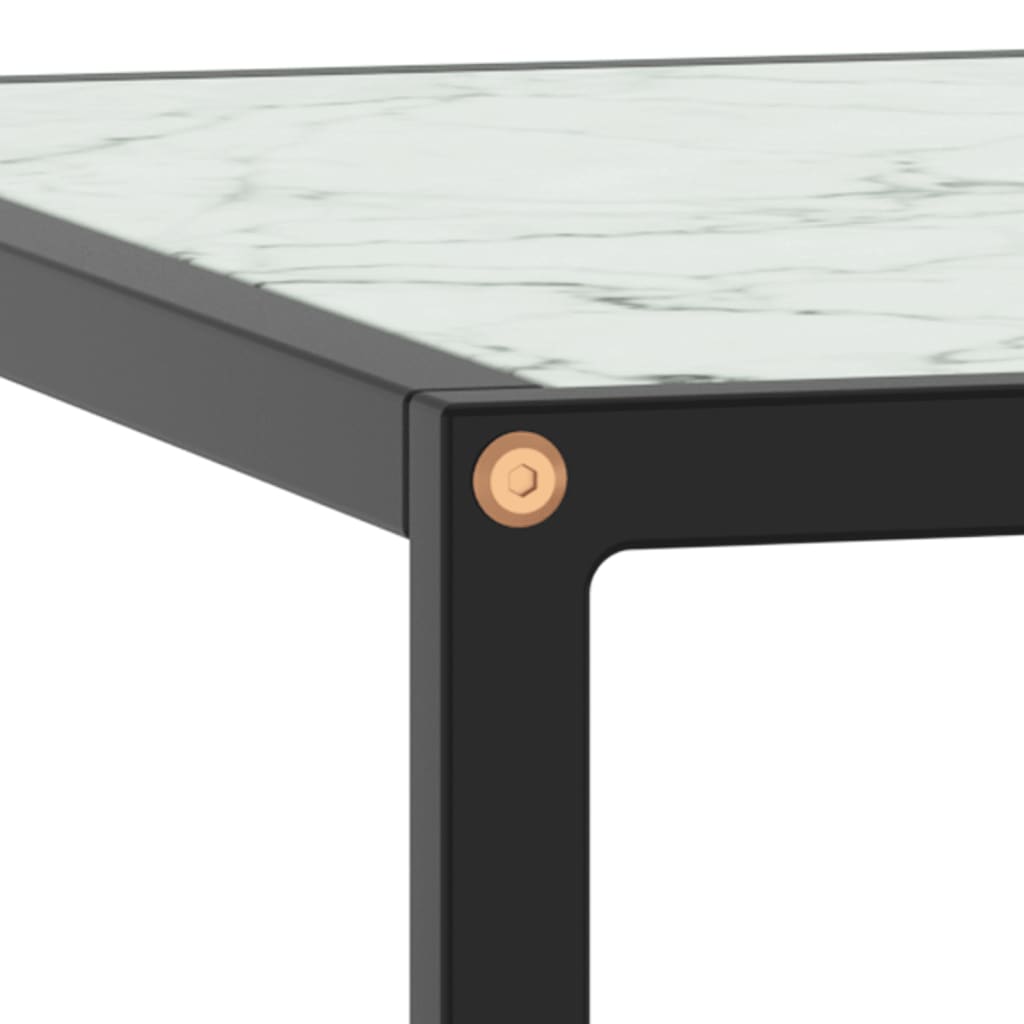 vidaXL Coffee Table Black with White Marble Glass 80x80x35 cm