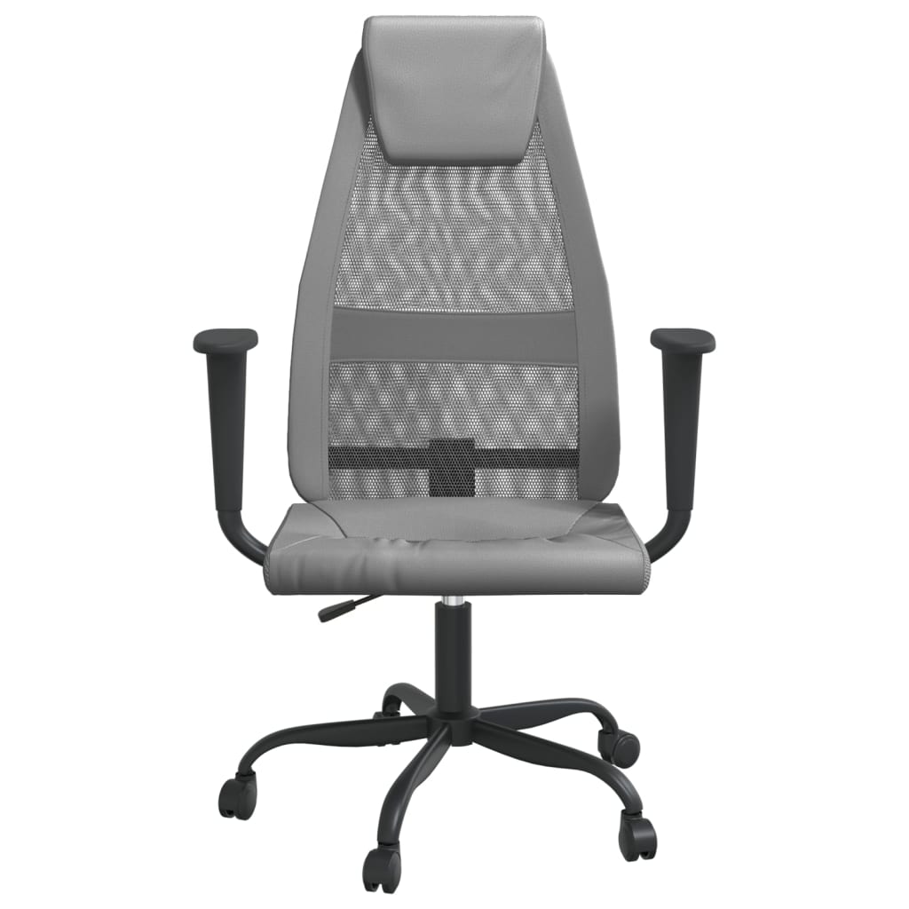 vidaXL Office Chair Grey Mesh Fabric and Faux Leather