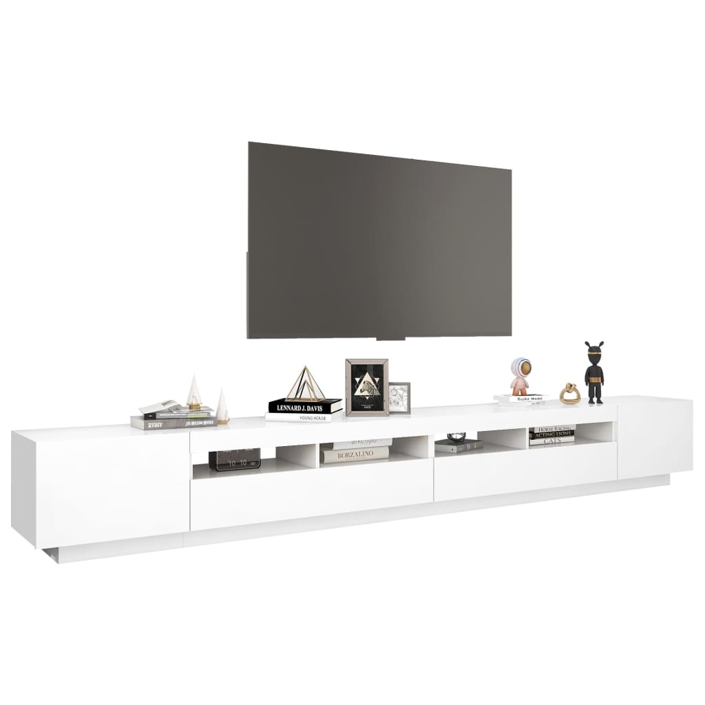 vidaXL TV Cabinet with LED Lights White 300x35x40 cm