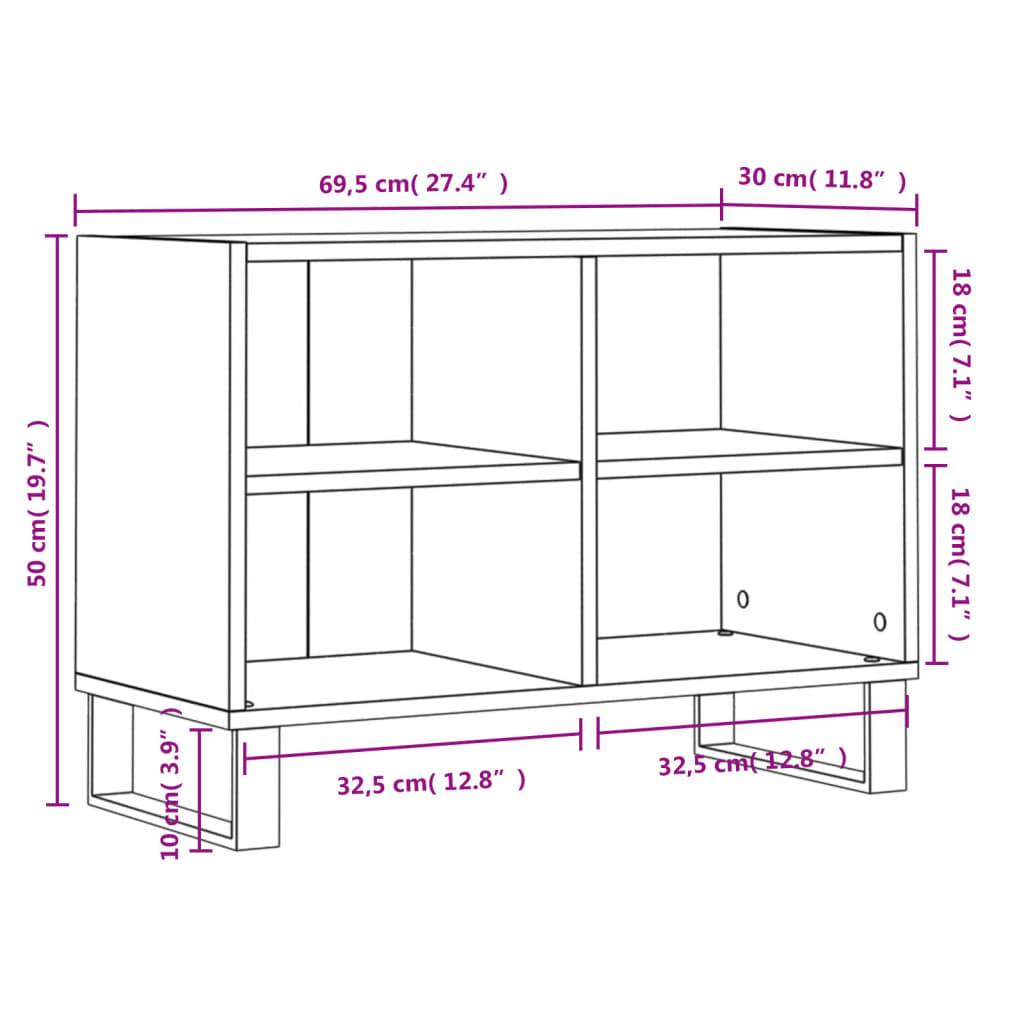 vidaXL TV Cabinet Concrete Grey 69.5x30x50 cm Engineered Wood